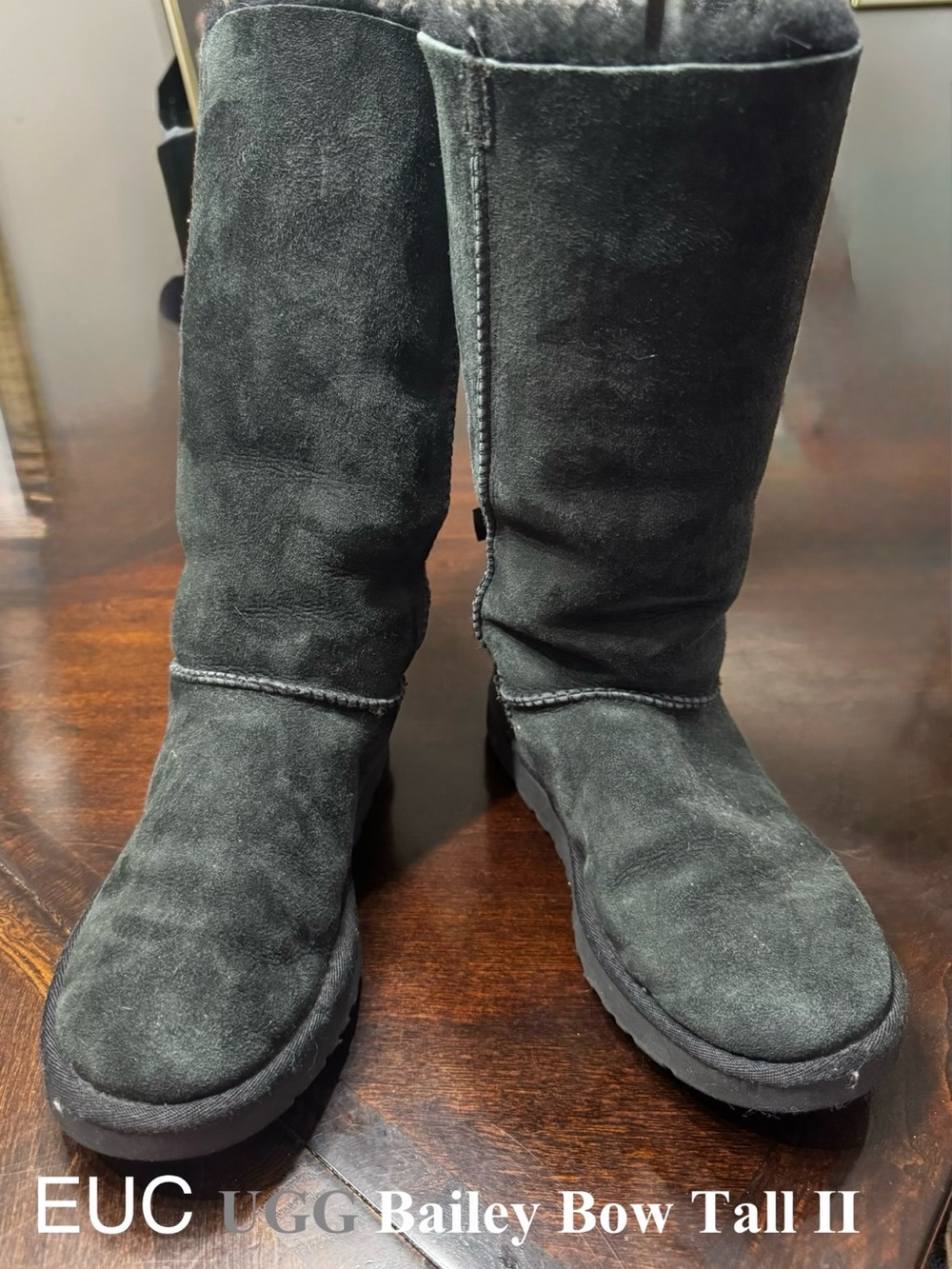 UGG Charcoal Suede Mid-Calf Shearling Boots